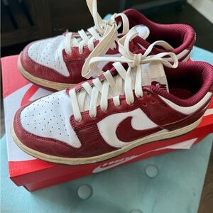 Nike Dunk Low PRM Vintage Red and White- size 8